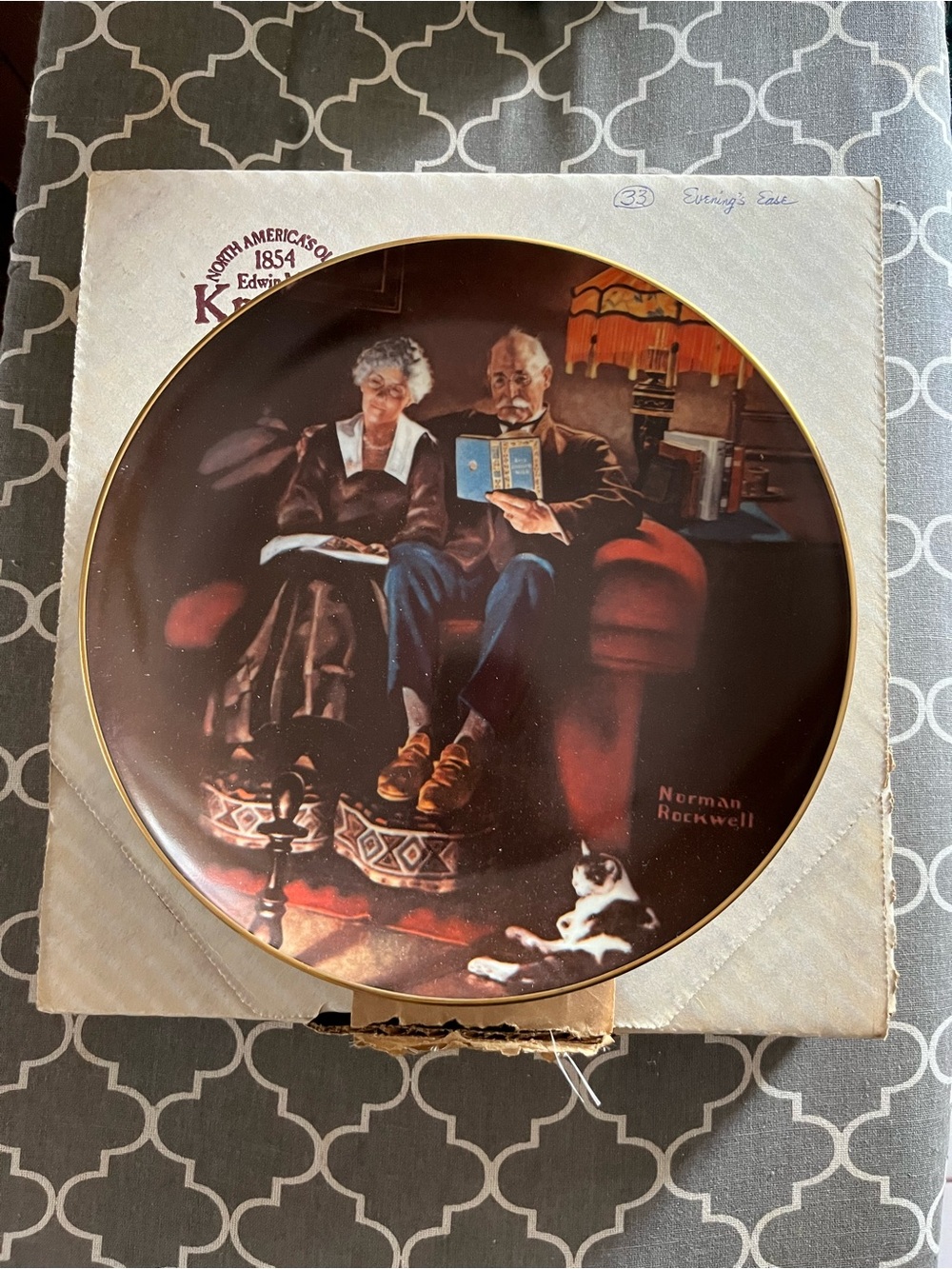 Edwin M. Knowles Collectible Plate - "Evening's Ease" 1984 Norman Rockwell